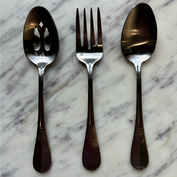 Vintage (VTG) set of 3 Sabatier china buffet serving utensils - Picture 1 of 13